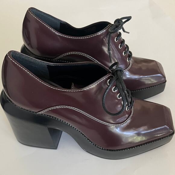 Gianni Bini Mazzen Women's 9.5 City Girl Lace Up Oxford Square Toe Platform Shoe - Picture 2 of 8